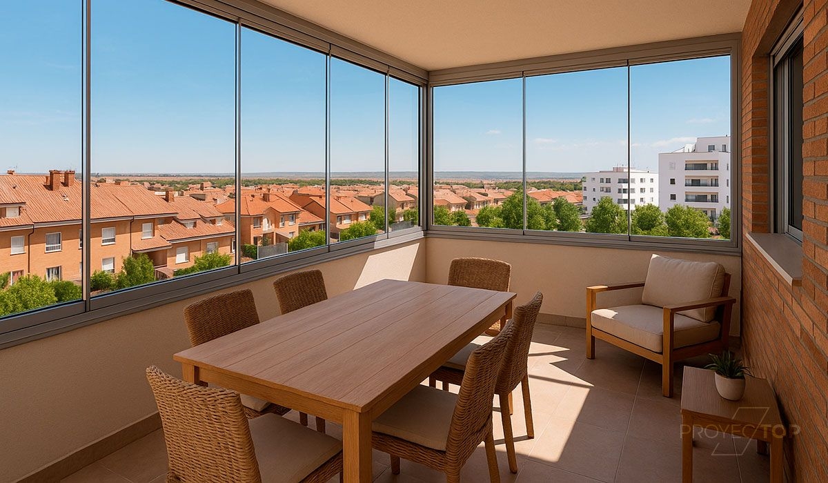 Imagen de Referencia de Instalación de cerramiento para terraza tipo cortina de cristal en Arroyomolinos
