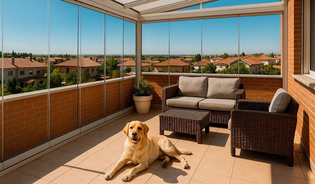 Imagen de Referencia de Instalación de cerramiento sin perfiles con techo de cristal en Algete