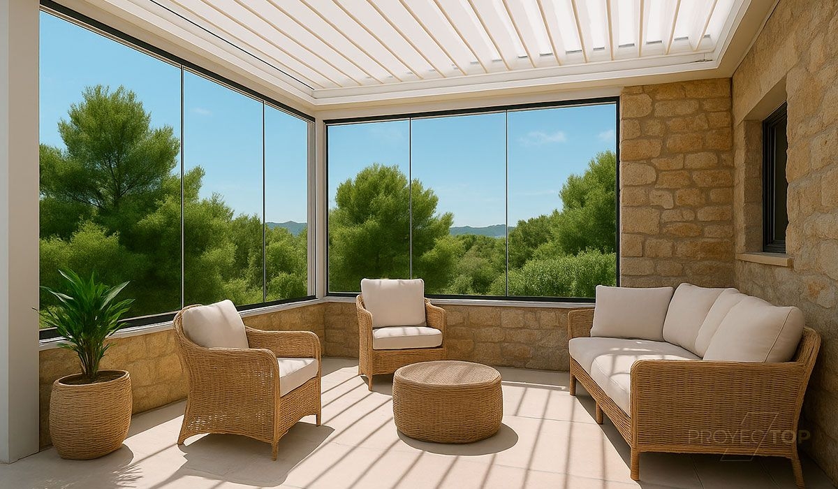 Imagen de Referencia de Instalación de cerramiento de cristal con pérgola en Guadarrama